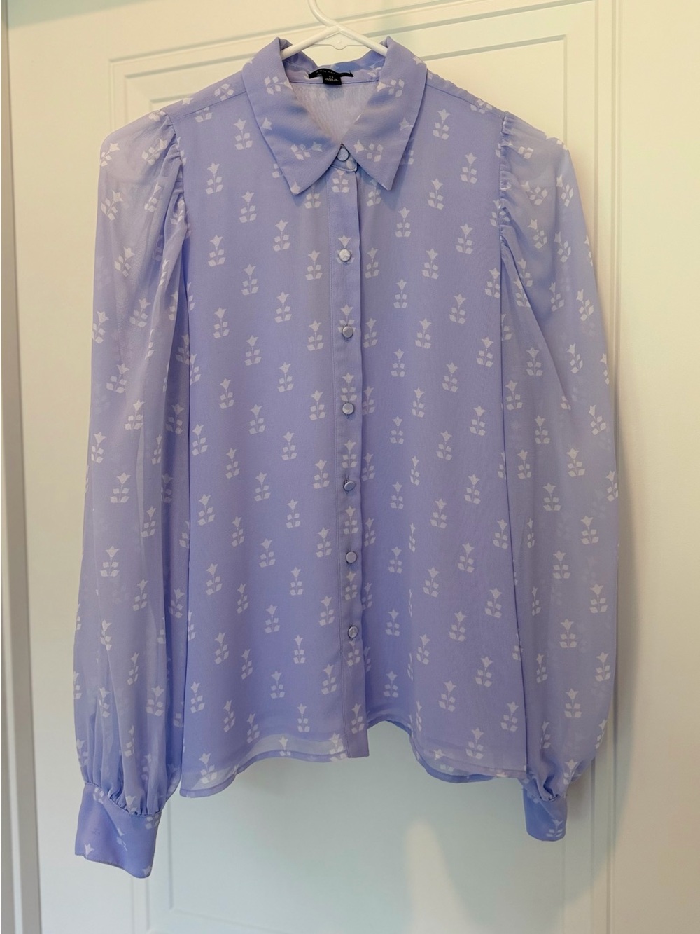 Ann Taylor Lavender Floral Button-Down Blouse